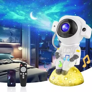 Музыкальный проектор Star Galaxy, ночник 9, модель с таймером, космонавт, космический проектор, звездная туманность, потолочная светодиодная декоративная лампа белый