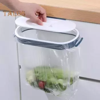 Мусорная полка с крышкой, контроль запаха, простая установка, защитный мешок для края шкафа с кольцом, держатель для мусорного мешка 1 оранжевый