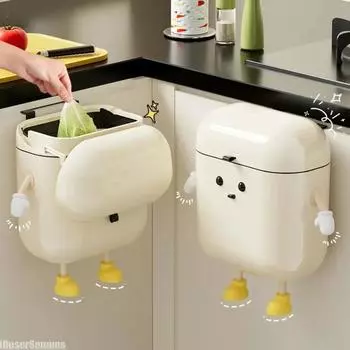 Мусорное ведро для кухни 9 л/12 л с крышкой для самостоятельного монтажа, для пищевых отходов и ванной комнаты, без изгиба, высокий уровень внешнего вида, кремового цвета 9L белый