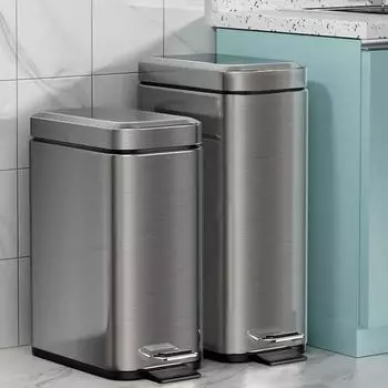 Мусорное ведро из нержавеющей стали Step Trash 5L для кухни и ванной комнаты, бесшумное мусорное ведро для дома, водонепроницаемое мусорное ведро