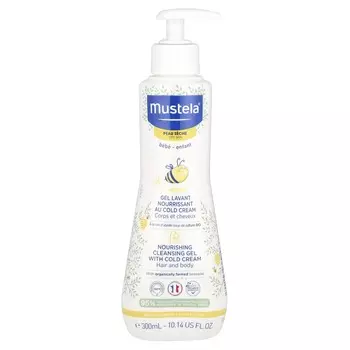 Mustela, детский, питательный очищающий гель для волос и тела с холодным кремом, для сухой кожи, 300 мл (10,14 жидких унций)