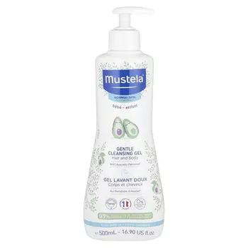 Mustela, Нежный очищающий гель с авокадо, для волос и тела, 16,9 жидких унций (500 мл)