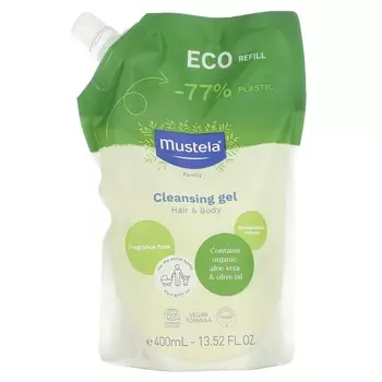 Mustela, Очищающий гель для волос и тела, 13,52 жидких унций (400 мл)