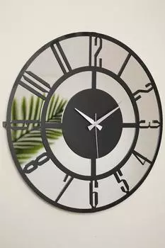 Muyika Bunnela Зеркальные металлические черные настенные часы 41x41см с бесшумным механизмом Amd-41