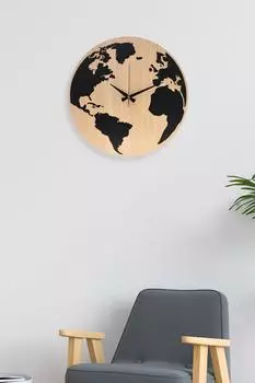 Muyika Geogra МДФ 6 мм Настенные часы с картой мира 41x41 см Ads-41