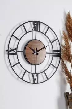 Muyika Roma Legno Металлические черные бесшумные настенные часы 50x50 см Mds-50