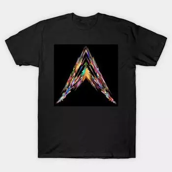 Мужчины Черная футболка с принтом Super Large TShirt ограниченное издание-эксклюзив-призматический-кристалл-стрелка No-Cut Трансферная бумага с принтом Хлопковая футболка 2XL чёрный