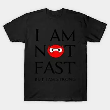 Мужчины Черная футболка с принтом Super Large TShirt я-не-быстрый-но-я-сильный No-Cut Трансферная бумага с принтом Хлопковая футболка S чёрный