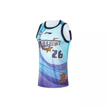 Мужская баскетбольная майка Li Ning Cba Series Zhou Qi с круглым вырезом и буквенным принтом и цифрами, волнисто-синяя AAYU245-1 XL