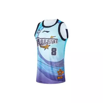 Мужская баскетбольная майка Li Ning Cba Series Cui Yongxi с круглым вырезом и буквенным принтом, волнами, синего цвета AAYU251-1 L