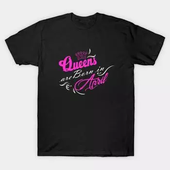 Мужская черная футболка с принтом, футболка большого размера queens-are-born-in-april-shirt, футболка с принтом на бумаге для переноса без разрезов, хлопковая футболка 4XL чёрный