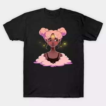 Мужская черная футболка с принтом, очень большая футболка, футболка Sailor Moon с принтом на бумаге без вырезов, хлопковая футболка S чёрный