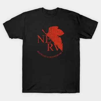 Мужская черная футболка с принтом, очень большая футболка NERV Evangelion, хлопковая футболка с принтом на бумаге для переноса без разрезов XL чёрный