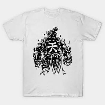 Мужская черная футболка с принтом, очень большая футболка Street Fighter Akuma с принтом на бумаге без вырезов, хлопковая футболка XL белый