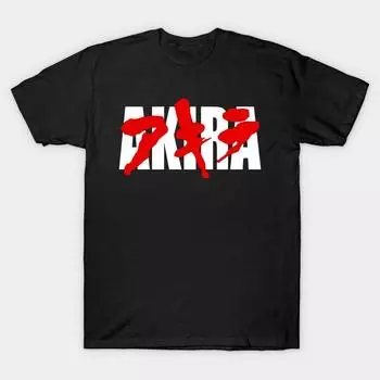 Мужская черная футболка с принтом, очень большая футболка Akira No-Cut Transfer Paper Print Cotton Tshirt 4XL чёрный