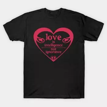 Мужская черная футболка с принтом, очень большая футболка love-is-intelligence, без вырезов, с принтом на бумаге для переноса, хлопковая футболка S чёрный