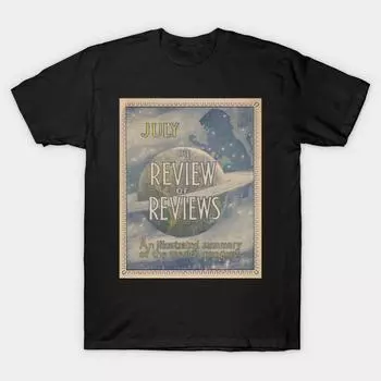 Мужская черная футболка с принтом Super Large TShirt Artist-posters-0782-the-review-of-reviews-an-illus No-Cut Transfer Paper Print Хлопковая футболка S чёрный