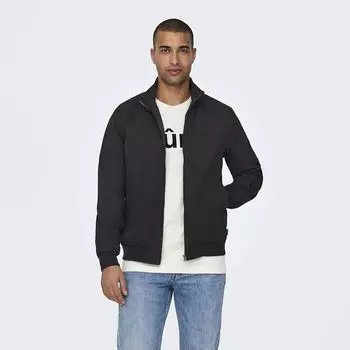 Мужская черная куртка на молнии ONLY AND SONS M чёрный