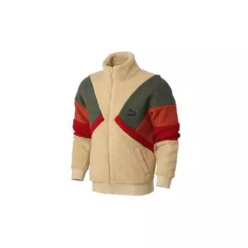 Мужская флисовая куртка Puma Retro Block Sherpa с воротником-стойкой цвета хаки 530808-12