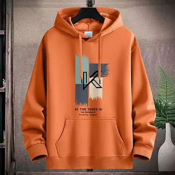 Мужская флисовая толстовка с капюшоном с узором K, свободная повседневная универсальная толстовка с капюшоном 4XL чёрный