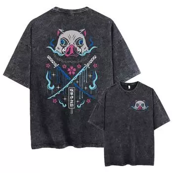 Мужская футболка Acid Streetwear, футболка большого размера с рисунком аниме, летняя черная футболка с потертостями, хлопковые футболки Harajuku, топы S