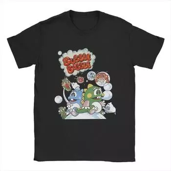 Мужская футболка Bubble Bobble Game, хлопковая одежда, хипстерские футболки с коротким рукавом и круглым вырезом, футболка с принтом S чёрный