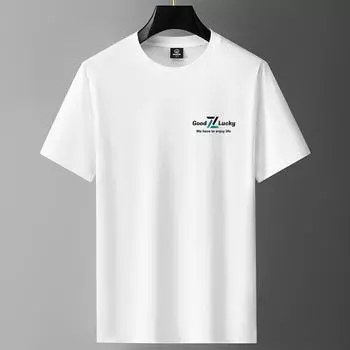 Мужская футболка Good Lucky M-6XL с короткими рукавами из чистого хлопка, повседневная футболка для мальчиков с круглым вырезом M