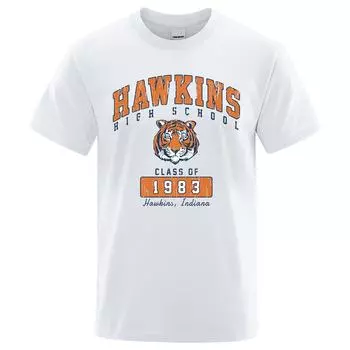 Мужская футболка Hawkins High School Class Of 1983 с забавным принтом тигра, хлопковые футболки с коротким рукавом, дышащие S