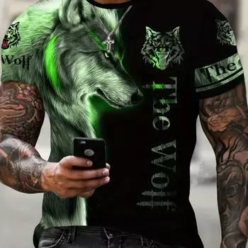 Мужская футболка с 3D принтом Animal Fun Wolf, персонализированная очень большая модная ретро-модная футболка для мальчиков с круглым вырезом и коротким рукавом XXS
