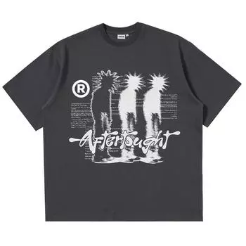 Мужская футболка с графическим принтом большого размера Shadow Y2k Streetwear Top с коротким рукавом Футболка в стиле хип-хоп Harajuku Vintage Aesthetic Clothing S серый