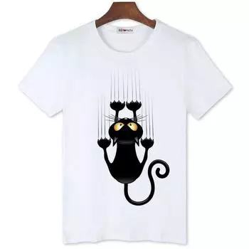 Мужская футболка с принтом 3D Black Cat, новый модный топ S