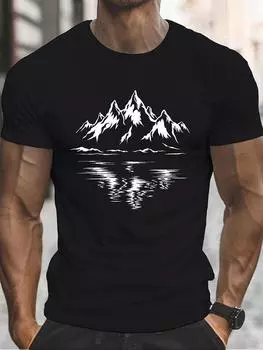 Мужская футболка с принтом 3D Mountain, летняя, удобная, дышащая, с короткими рукавами, для любителей активного отдыха, мужская футболка большого размера XS