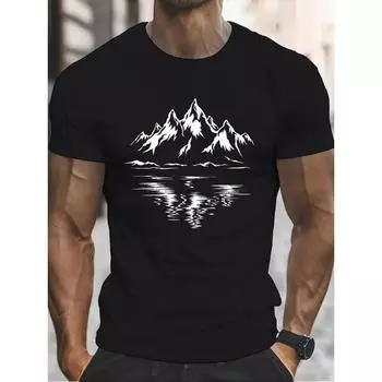 Мужская футболка с принтом 3D Mountain, летняя, удобная, дышащая, с короткими рукавами, для любителей активного отдыха, мужская футболка большого размера S