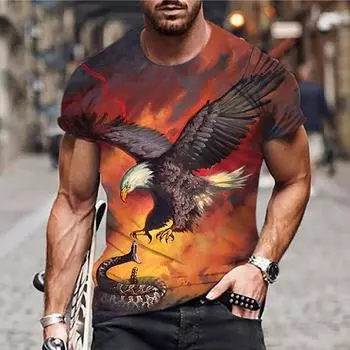 Мужская футболка с принтом Eagle 3D Digital, свободные повседневные спортивные футболки большого размера с коротким рукавом для мужчин S