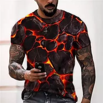 Мужская футболка с принтом «Lava Flow» на Хэллоуин, унисекс, с круглым вырезом, 3D, повседневная праздничная одежда с коротким рукавом, футболка, повседневная S