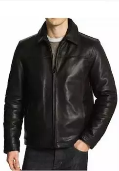 Мужская кожаная куртка Flight Bomber Coat Черная подкладка XS чёрный