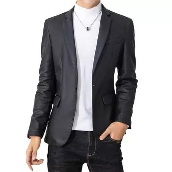 Мужская кожаная куртка Slim Fit Suit Красивая кожаная куртка Мужская верхняя часть M