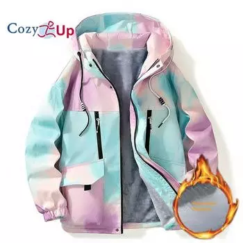 Мужская куртка Cozy Up с принтом тай-дай, флисовая куртка с подкладкой из шерпы, пальто с капюшоном на молнии M розовый
