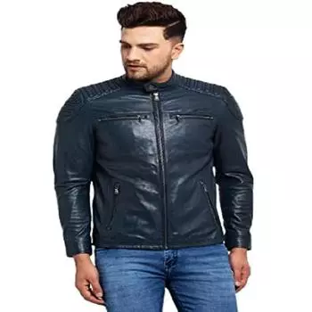 Мужская куртка из натуральной овечьей кожи Noora XS синий
