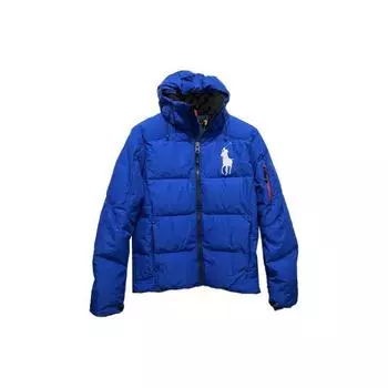 Мужская куртка-пуховик с длинным рукавом и капюшоном Polo Ralph Lauren с логотипом, напечатанным узором, синяя 710716127-004 M
