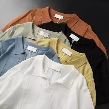 Мужская летняя рубашка-поло Ice Silk - короткий рукав, однотонный цвет, разноцветные лацканы M