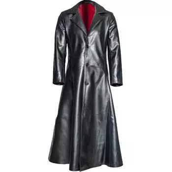 Мужская мода Готическое длинное пальто Кожаное пальто Куртка из искусственной кожи Куртки S-5XL M