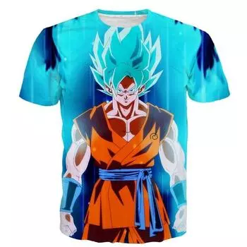 Мужская модная футболка с короткими рукавами с 3D Super Anime Super Saiyan Blue Goku, футболки Dragon Z (S-5XL) S