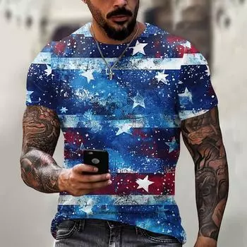 Мужская модная футболка, уличная повседневная одежда с коротким рукавом XXL синий