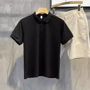 Мужская модная корейская рубашка-поло Slim Fit с короткими рукавами, коллекция Лето 2024