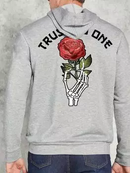 Мужская модная толстовка с капюшоном Rose Letter Print из мягкого полиэстера, спортивная, стильная, универсальная, ультра-удобная мужская одежда M чёрный