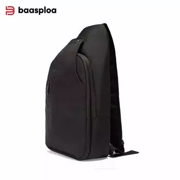 Мужская нагрудная сумка Baasploa, большая вместительная стильная мужская сумка на молнии, качественная спортивная нагрудная сумка для отдыха, брендовая мужская сумка чёрный