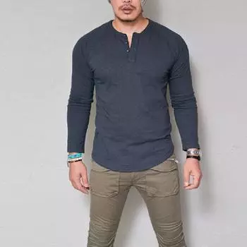 Мужская новая летняя мода Slim Fit с длинным рукавом Топы Футболка XXXL белый