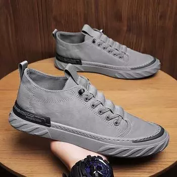 Мужская обувь Повседневные кроссовки Ice Silk Дышащие парусиновые туфли Slip on Мужские лоферы на плоской подошве Мужские вулканизированные туфли Zapatillas Informales 39 серый