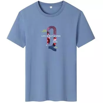 Мужская повседневная футболка с короткими рукавами, хлопковая футболка с круглым вырезом, большой размер S